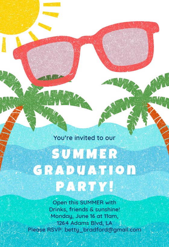 Summer Graduation Party Graduation Party Invitation Template (Free